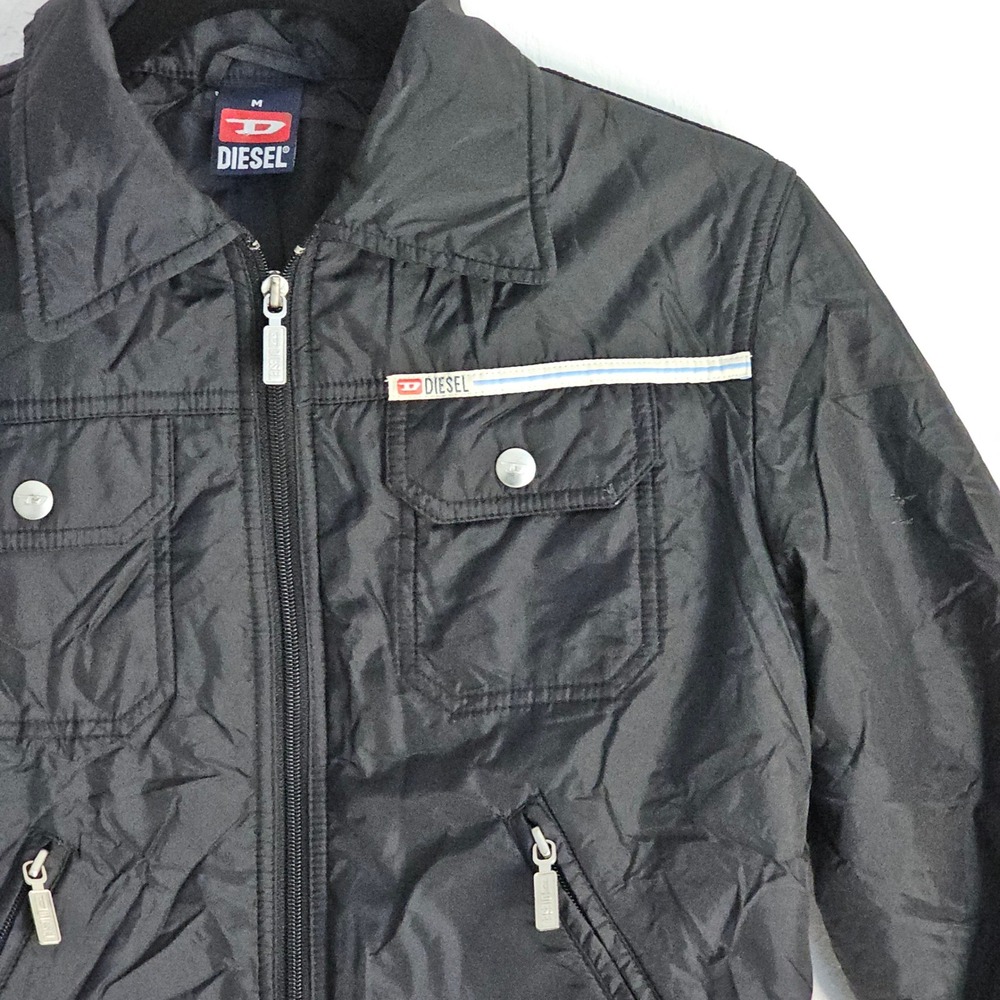 Diesel Women's Black Nylon Moto Bomber Zip Up Jacket M Streetwear Utility - Picture 2 of 15